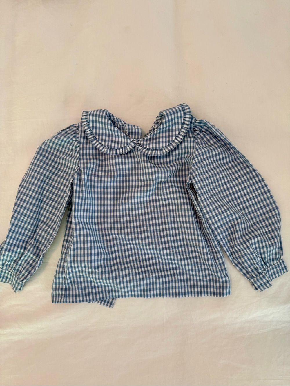 Little English Girls Blue Gingham Peter Pan Collar Long-Sleeve Top. Size 2T.